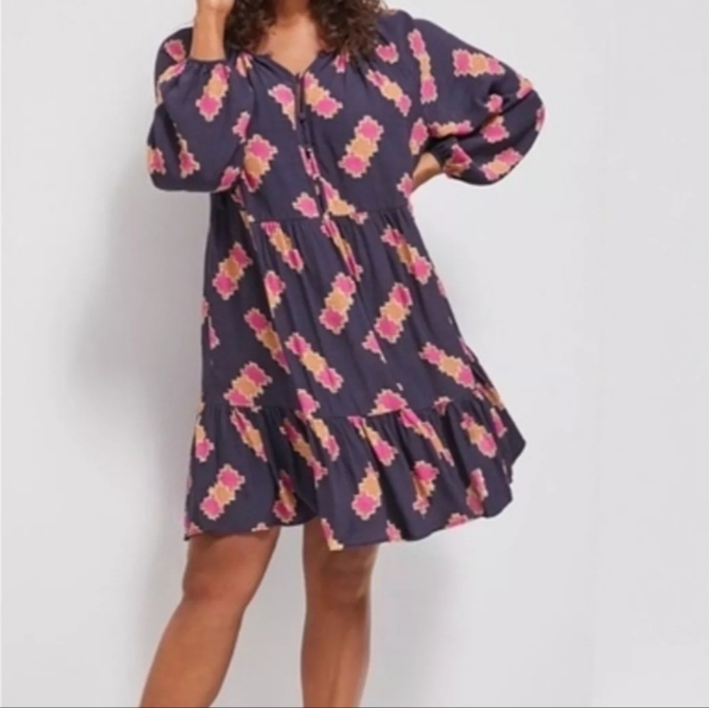 Anthropologie NWT Sammi Mini Tunic Dress Large Tiered Long Sleeve Boho Festival